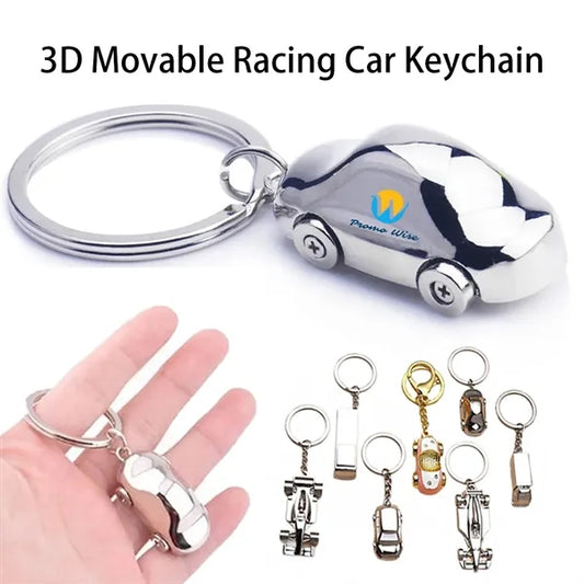 3D Movable Car Shapr Metal Keychain Key Ring Pendant
