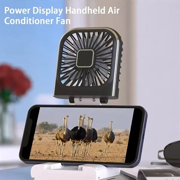 3-in-1 Folding  Fan Power Bank with Neck Strap Phone Stand