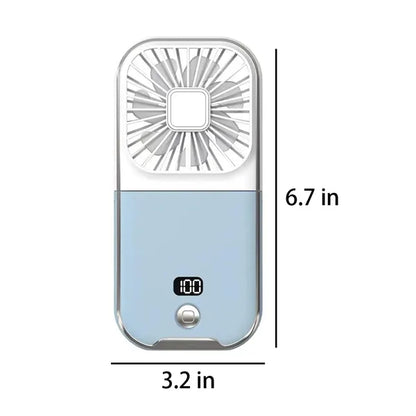 3-in-1 Folding  Fan Power Bank with Neck Strap Phone Stand