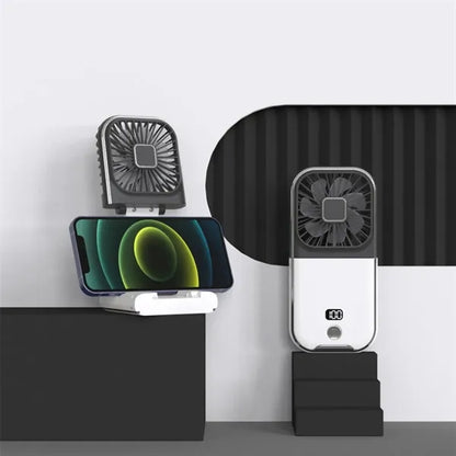 3-in-1 Folding  Fan Power Bank with Neck Strap Phone Stand