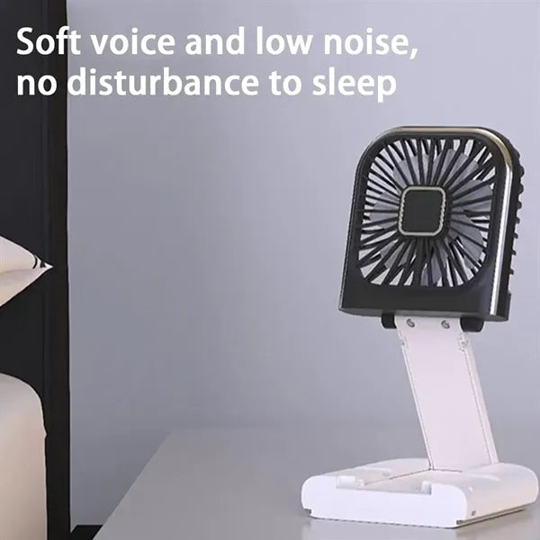 3-in-1 Folding  Fan Power Bank with Neck Strap Phone Stand