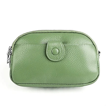Leather Zipped Crossbody Bag Wallet with Adjustable Strap