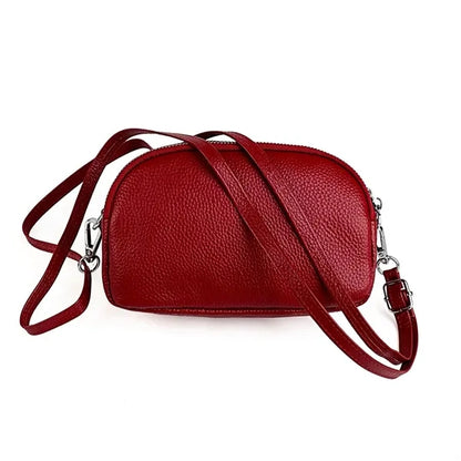 Leather Zipped Crossbody Bag Wallet with Adjustable Strap