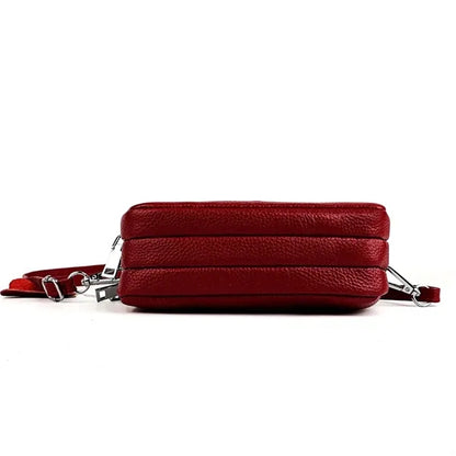 Leather Zipped Crossbody Bag Wallet with Adjustable Strap