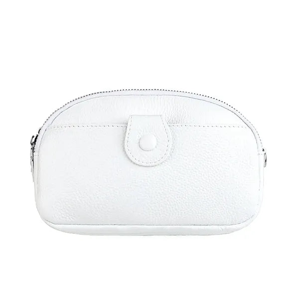 Leather Zipped Crossbody Bag Wallet with Adjustable Strap