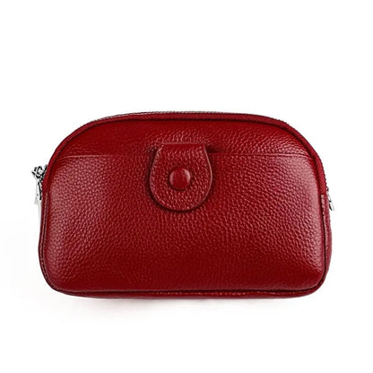 Leather Zipped Crossbody Bag Wallet with Adjustable Strap