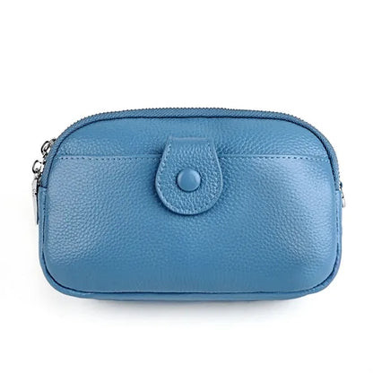 Leather Zipped Crossbody Bag Wallet with Adjustable Strap