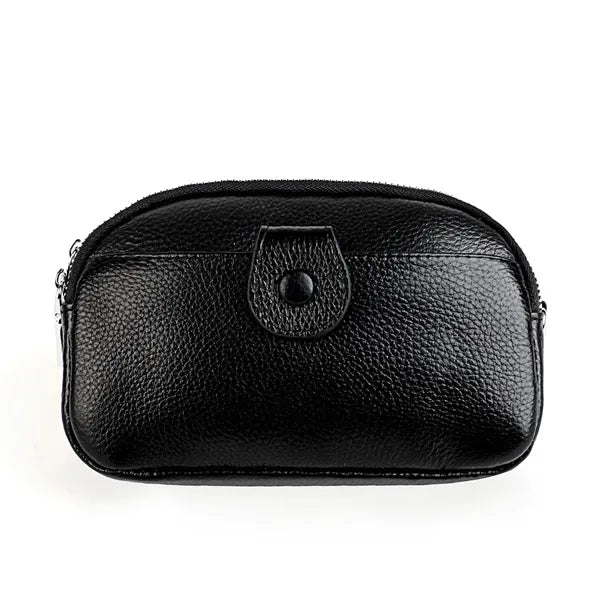 Leather Zipped Crossbody Bag Wallet with Adjustable Strap