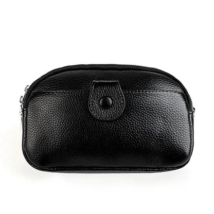 Leather Zipped Crossbody Bag Wallet with Adjustable Strap