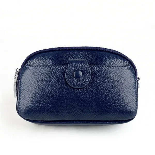 Leather Zipped Crossbody Bag Wallet with Adjustable Strap