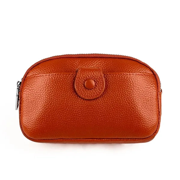 Leather Zipped Crossbody Bag Wallet with Adjustable Strap