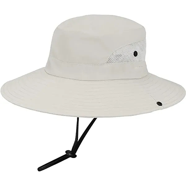 Wide-Brim Outdoor Beach Sun Hat with Ponytail-Hole