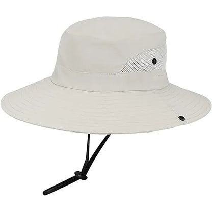 Wide-Brim Outdoor Beach Sun Hat with Ponytail-Hole