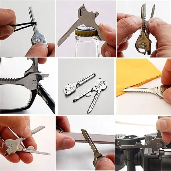 Multi Tool 6 in 1 Stainless Steel Key Ring Chain Pendant