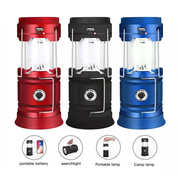 Usb Solar Portable Led Flashlight Rechargeable