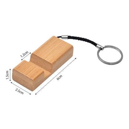 Bamboo Phone Stand With Keychain