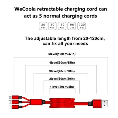 3-in-1 High Speed Retractable USB Mobile Charging Cable