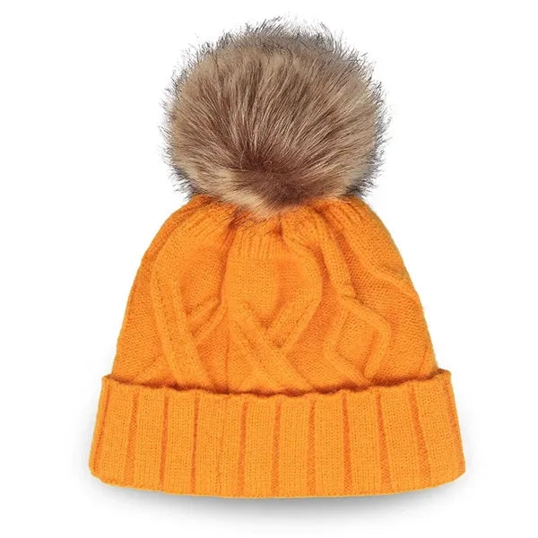 Beanie Hat with Pom-Poms