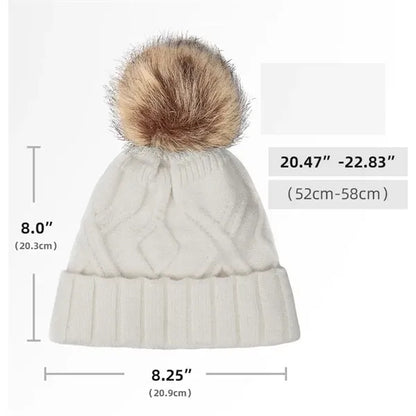 Beanie Hat with Pom-Poms