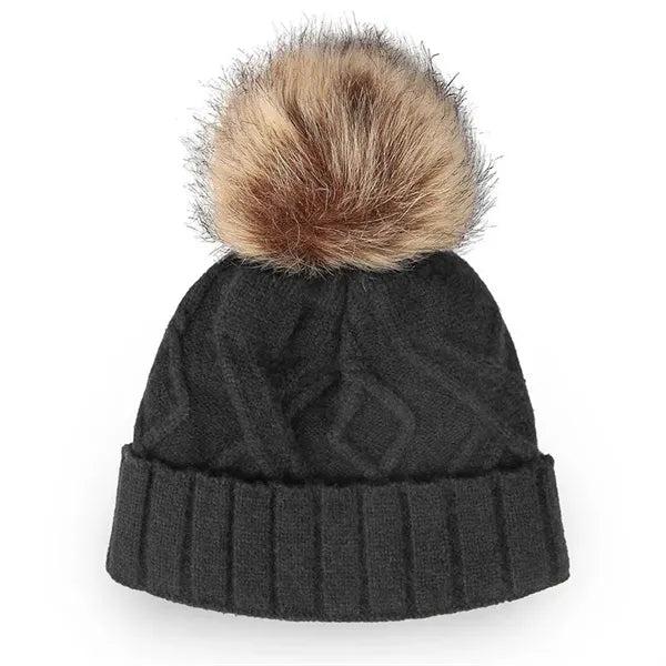 Beanie Hat with Pom-Poms