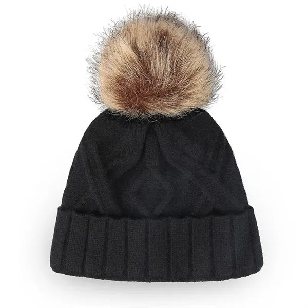 Beanie Hat with Pom-Poms