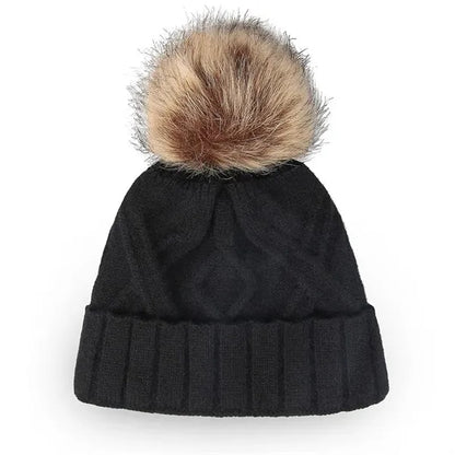 Beanie Hat with Pom-Poms