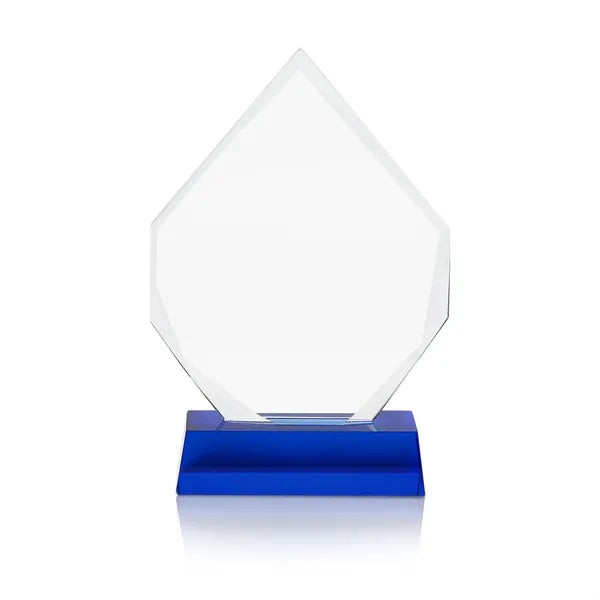 Color Imprinted Crystal Diamond Award With Blue Base