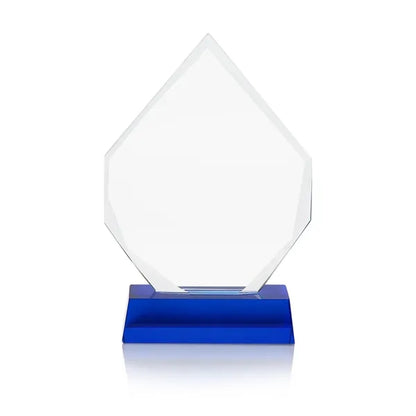 Color Imprinted Crystal Diamond Award With Blue Base