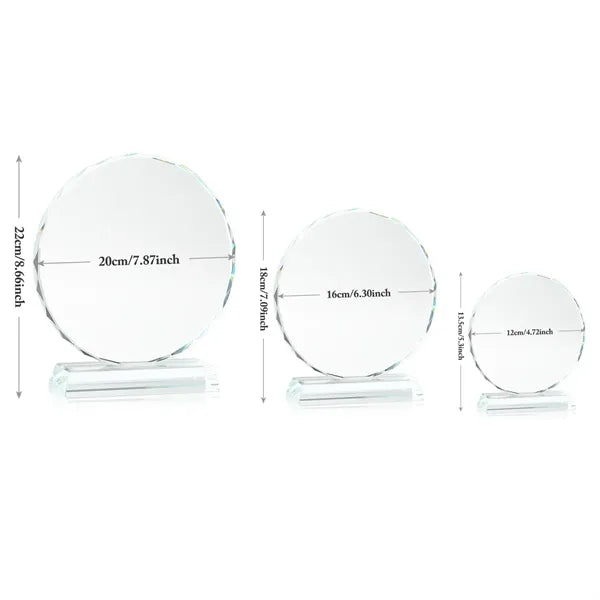 Round Shape Crystal Award w/ 3/5" Thick Base
