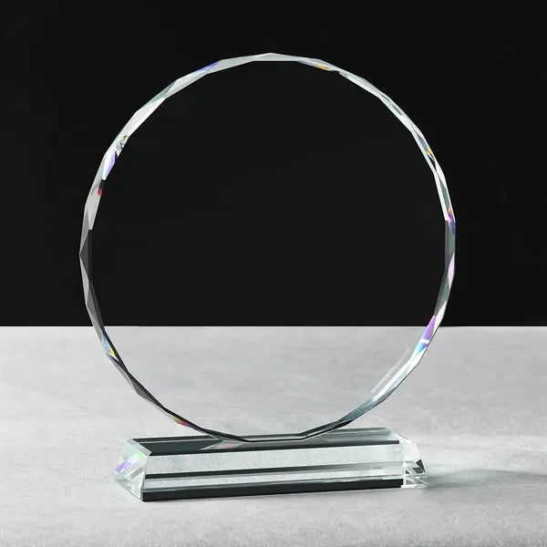 Round Shape Crystal Award w/ 3/5" Thick Base
