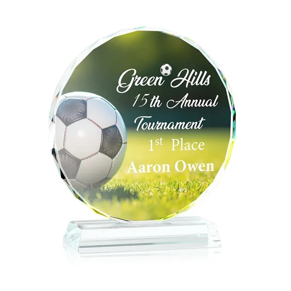 Round Shape Crystal Award w/ 3/5" Thick Base