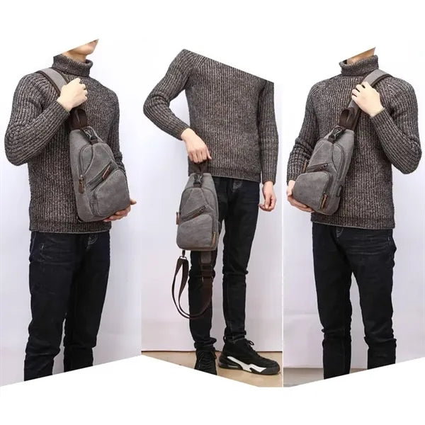 Multi Functional USB Canvas Crossbody Bag