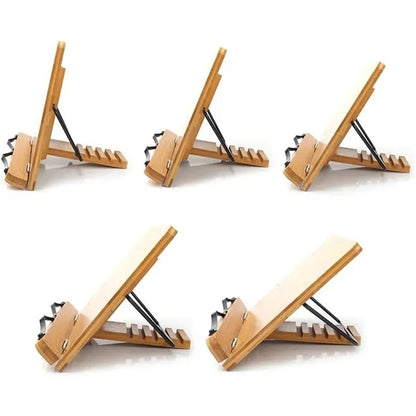 Portable Adjustable Foldable Bookstand Bamboo Book Holder