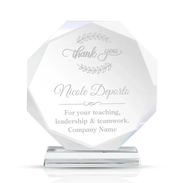 Faceted Edge Crystal Award With Thick Base