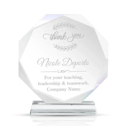 Faceted Edge Crystal Award With Thick Base