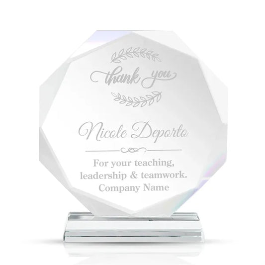 Faceted Edge Crystal Award With Thick Base