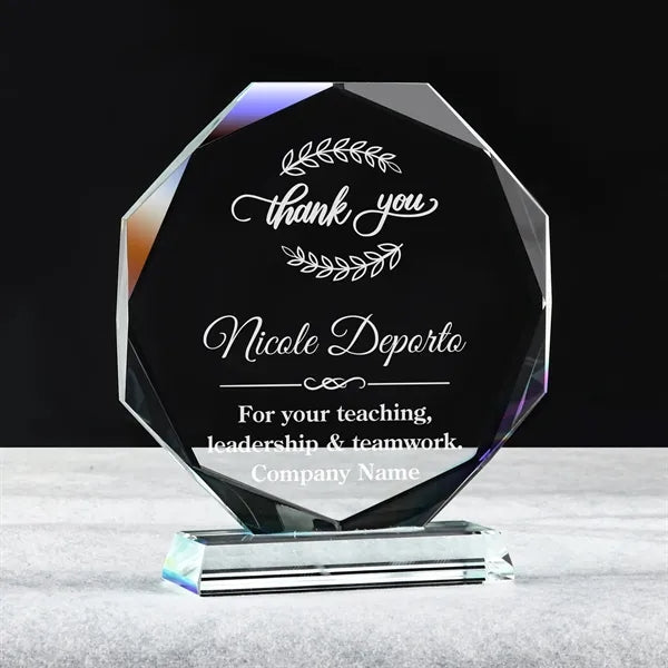 Faceted Edge Crystal Award With Thick Base