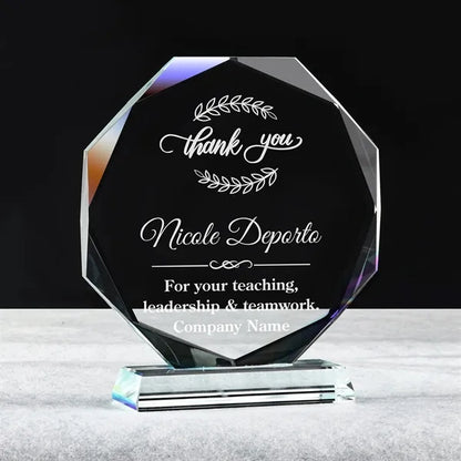 Faceted Edge Crystal Award With Thick Base