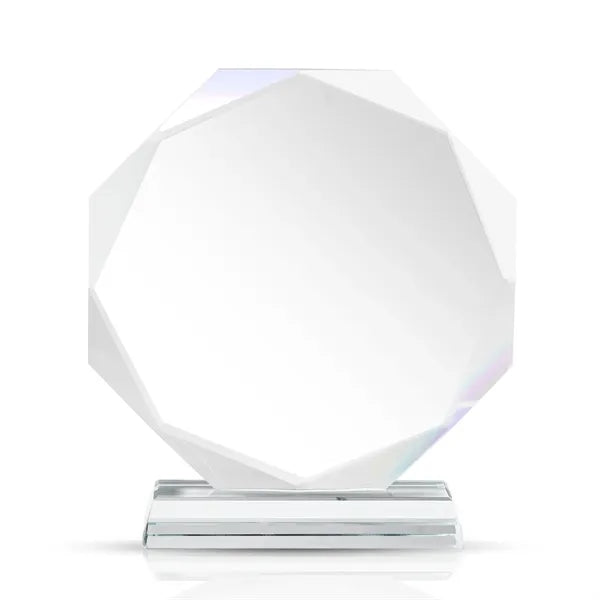Faceted Edge Crystal Award With Thick Base