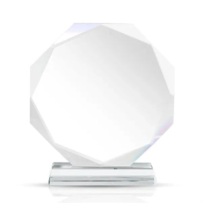 Faceted Edge Crystal Award With Thick Base