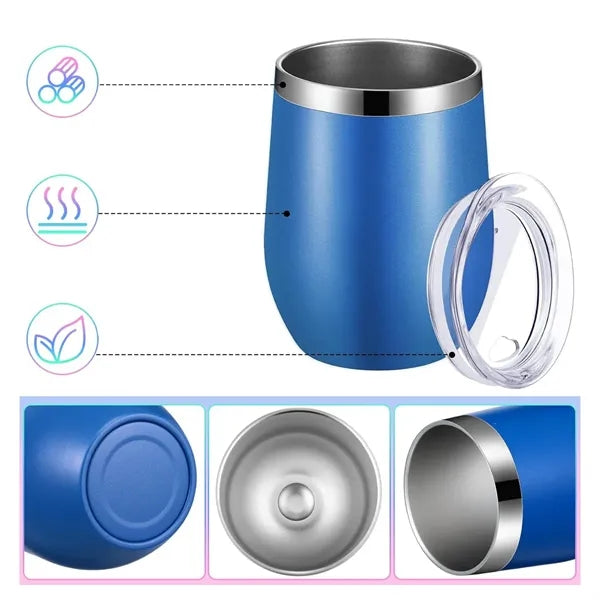 12 Oz Insulated Wine Tumbler with Lid