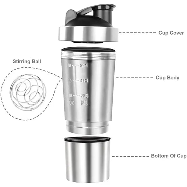 26oz Stainless Steel Shaker Bottle with Stirring Ball