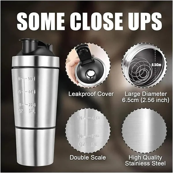 26oz Stainless Steel Shaker Bottle with Stirring Ball
