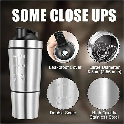 26oz Stainless Steel Shaker Bottle with Stirring Ball
