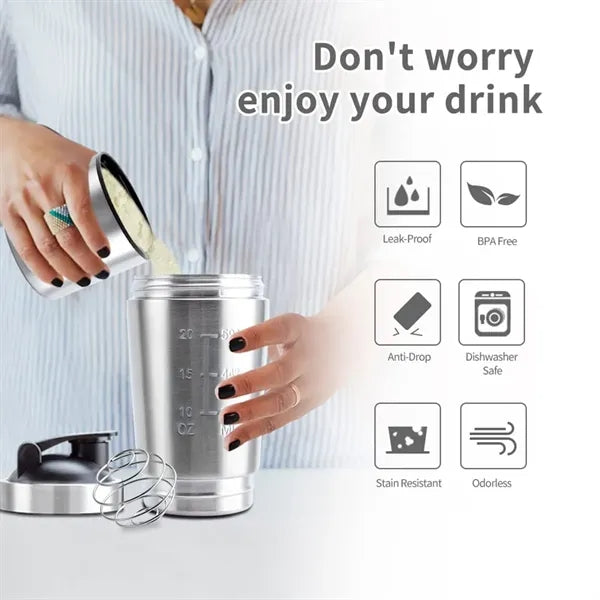 26oz Stainless Steel Shaker Bottle with Stirring Ball