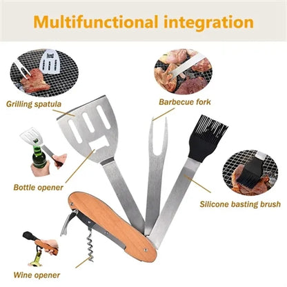 5 in 1 Folding BBQ Multi Tool Barbecue Grill Accessories