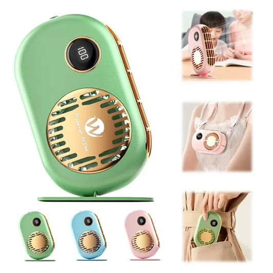 Neck Handheld USB Fan Desktop Digital Display