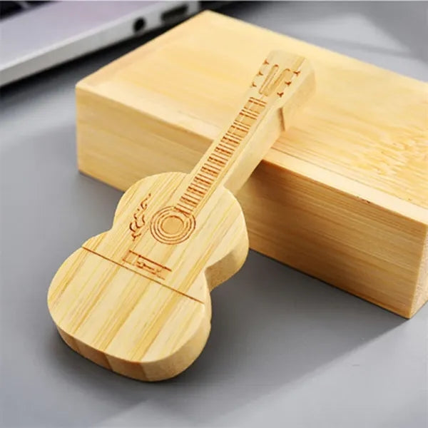 Bamboo USB Flash Drive Maple Wooden Guitar Shape