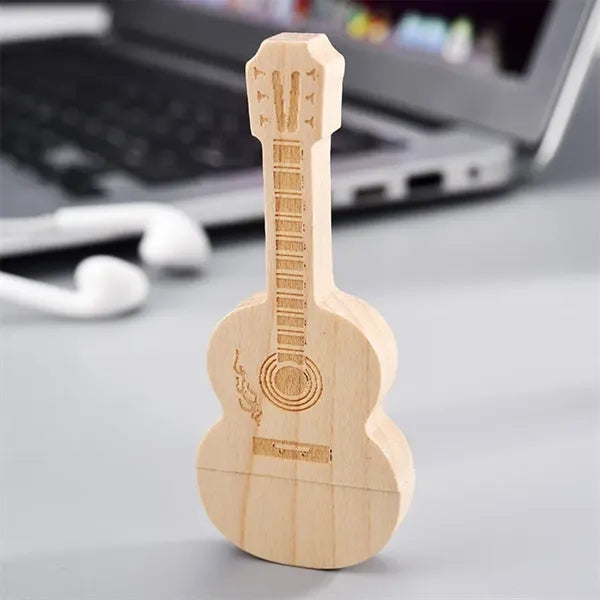 Bamboo USB Flash Drive Maple Wooden Guitar Shape
