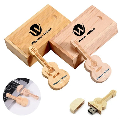 Bamboo USB Flash Drive Maple Wooden Guitar Shape